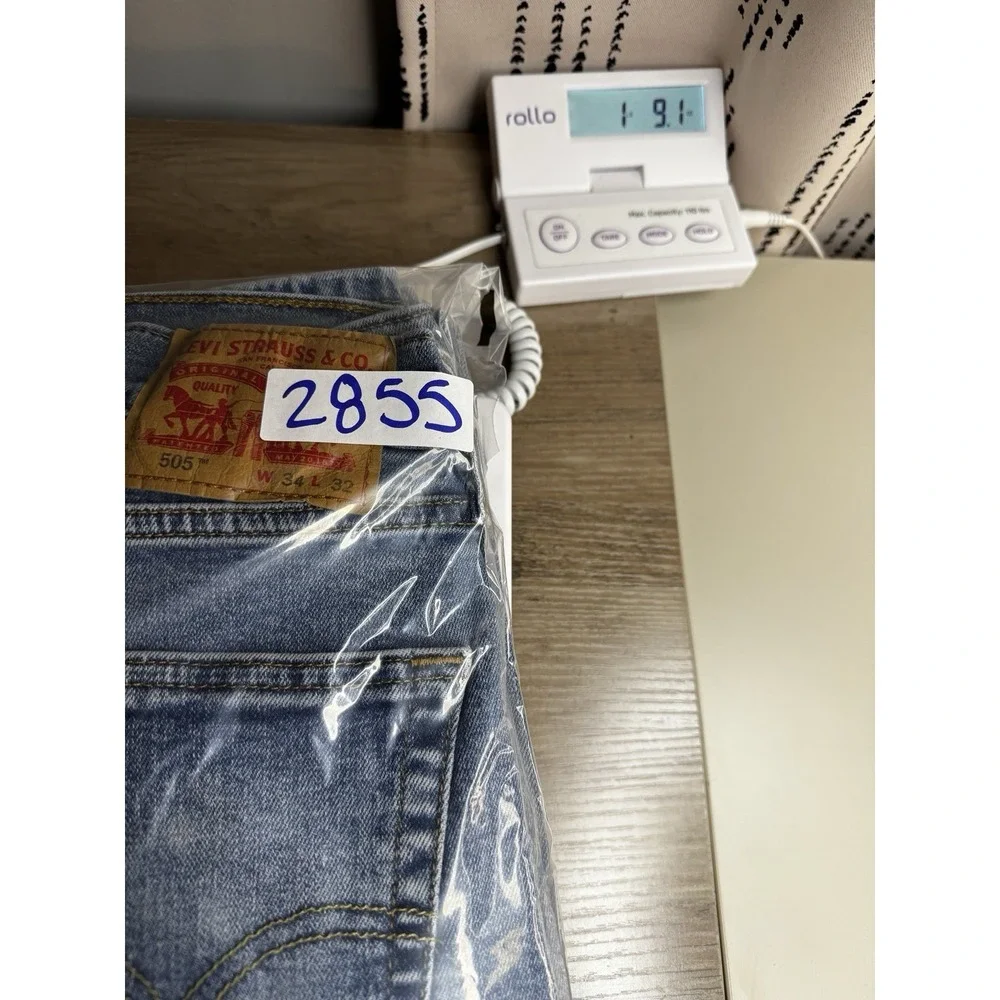 Levi's 505 Mens Jeans 34X32 Blue Straight Medium Wash Denim 5 Pocket Durable - Picture 11 of 11